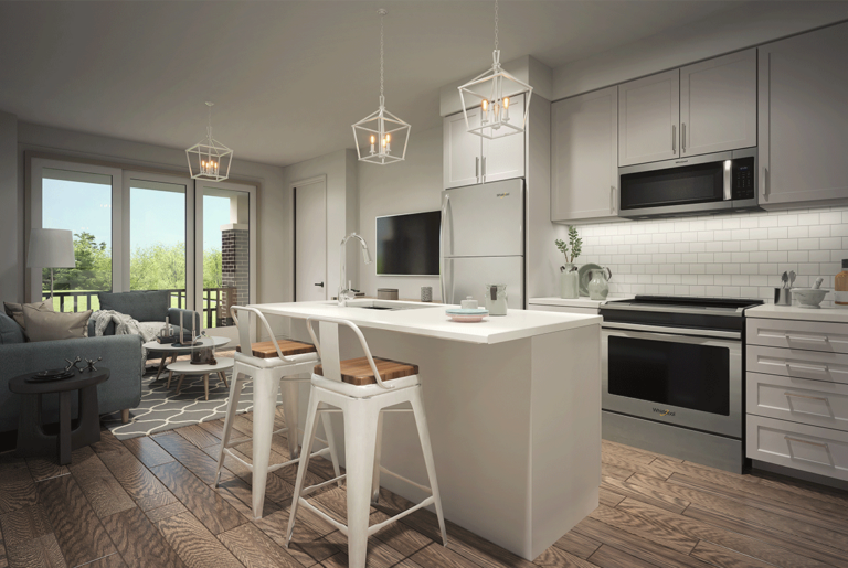Pre-Construction Townhomes in Ontario – Modern Kitchen Design at Stacked Town 2202 by PreConstructionIngTA